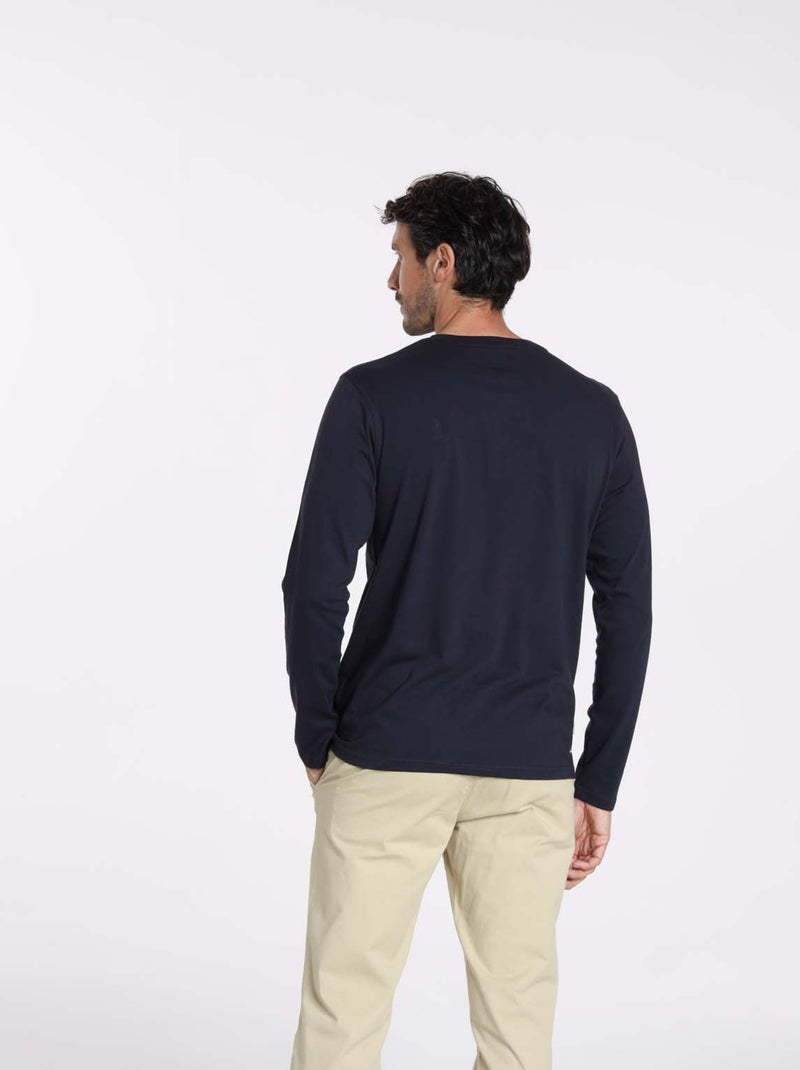 Gentleman Farmer - T-Shirt manches longues coton TOLEDE Bleu marine - Kiabi