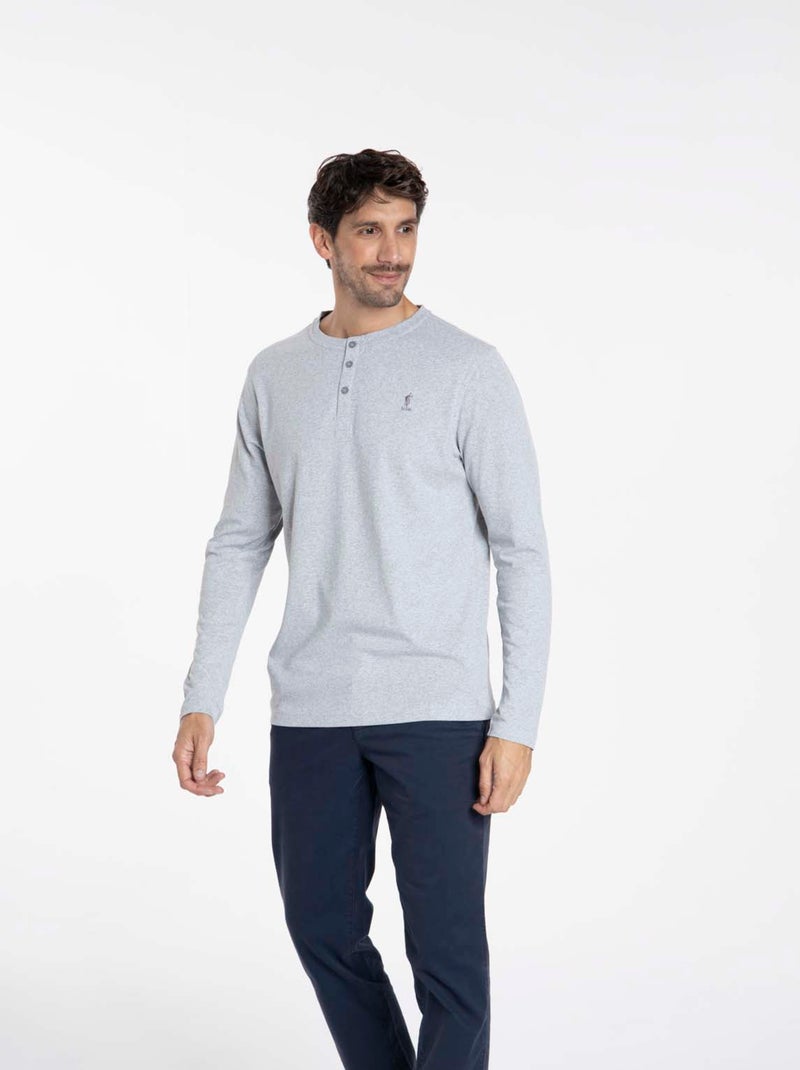 Gentleman Farmer - T-Shirt manches longues coton TOLEDE Gris chiné - Kiabi