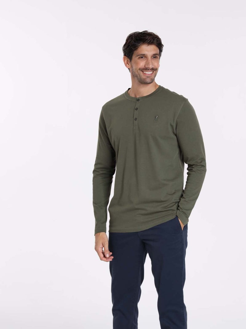 Gentleman Farmer - T-Shirt manches longues coton TOLEDE Kaki - Kiabi