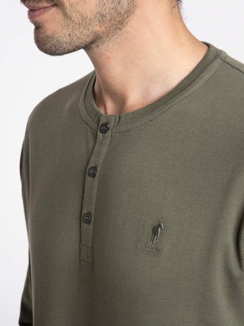 Gentleman Farmer - T-Shirt manches longues coton TOLEDE Kaki - Kiabi