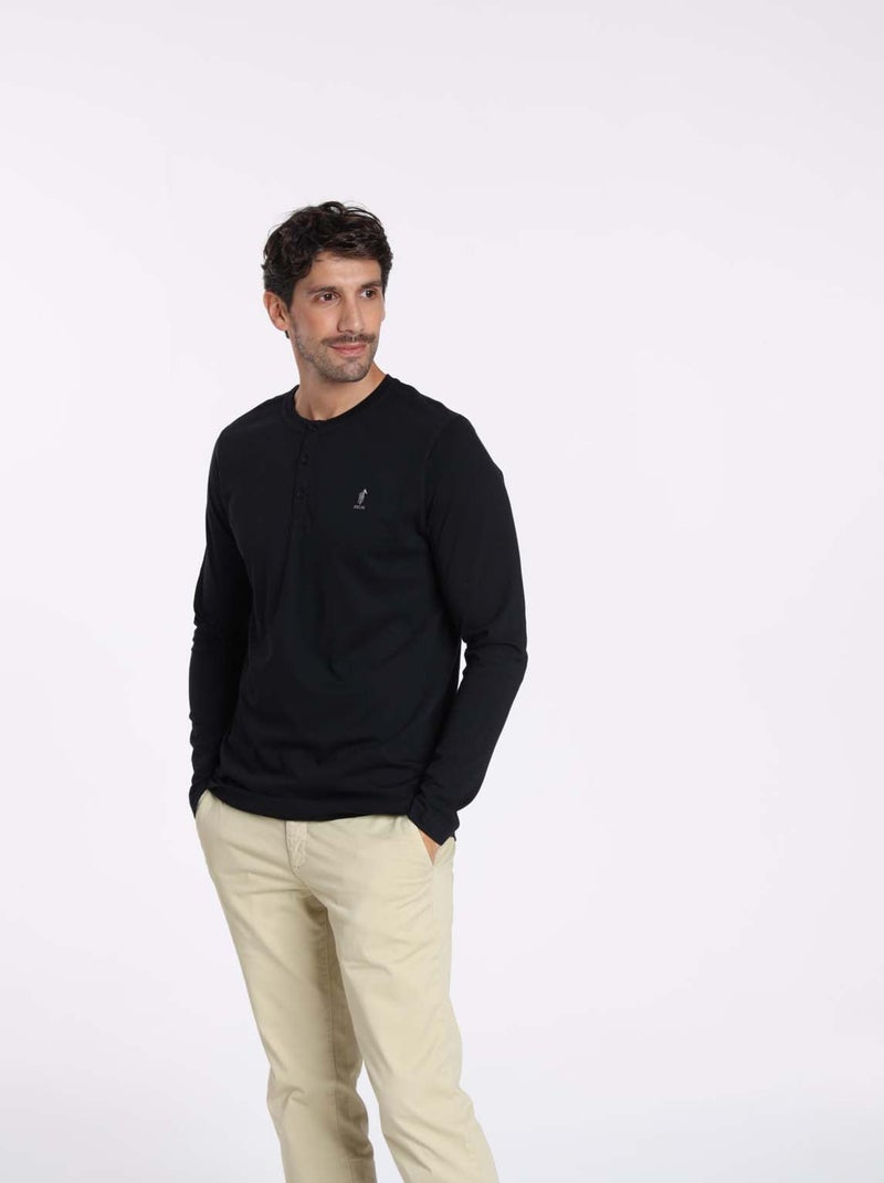 Gentleman Farmer - T-Shirt manches longues coton TOLEDE Noir - Kiabi