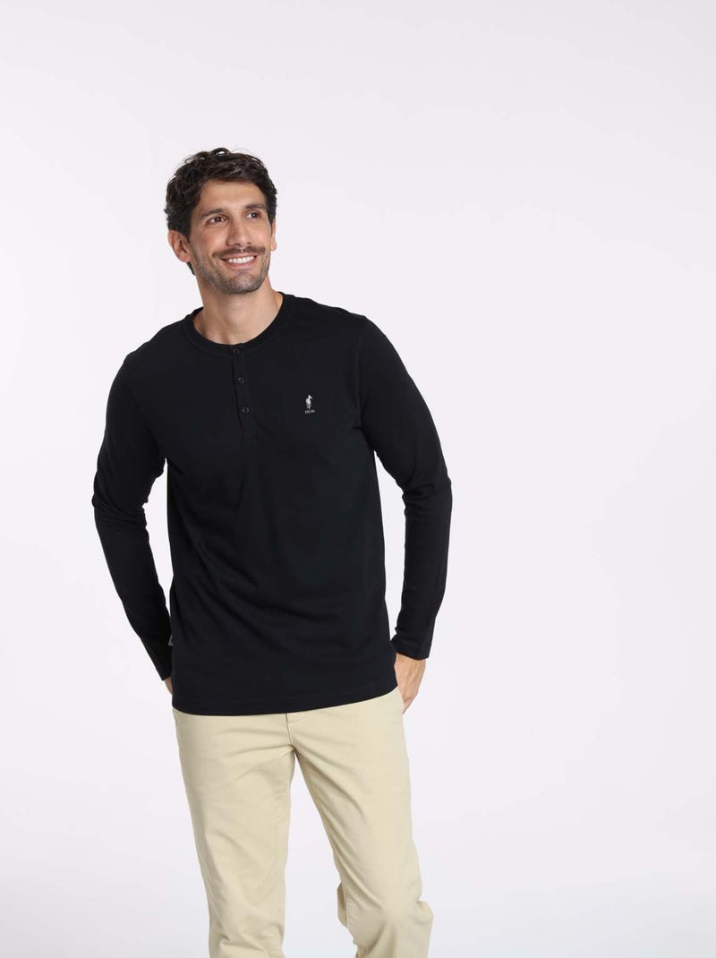 Gentleman Farmer - T-Shirt manches longues coton TOLEDE Noir - Kiabi