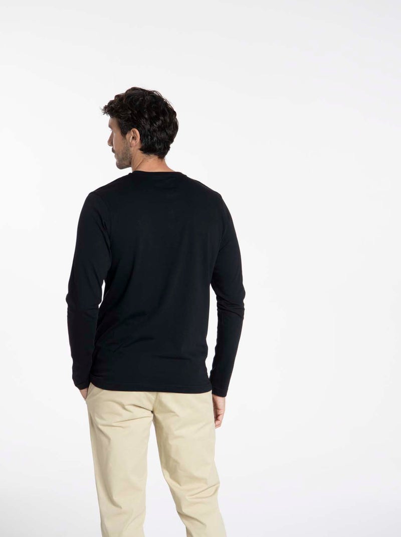 Gentleman Farmer - T-Shirt manches longues coton TOLEDE Noir - Kiabi