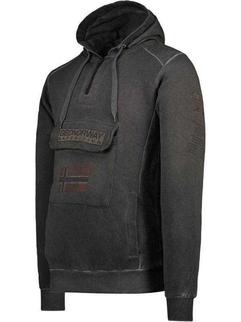 Geographical Norway - Sweat à capuche motif/style badge GYMCLASS EO Noir - Kiabi