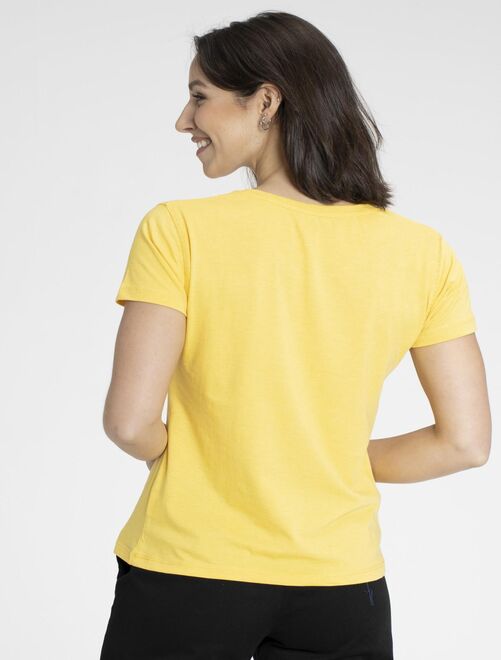 Tee shirt jaune femme kiabi hot sale