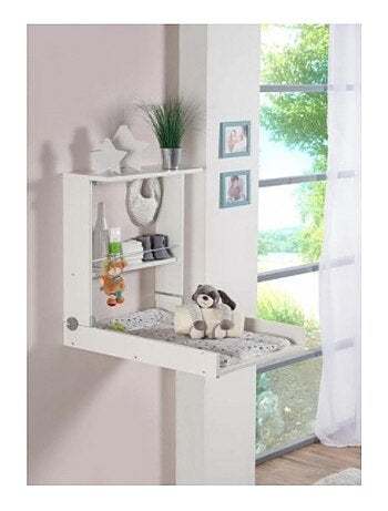 'Geuther' Table a langer murale WICKI + Matelas Couleur Naturel Motifs Party Animal Vert