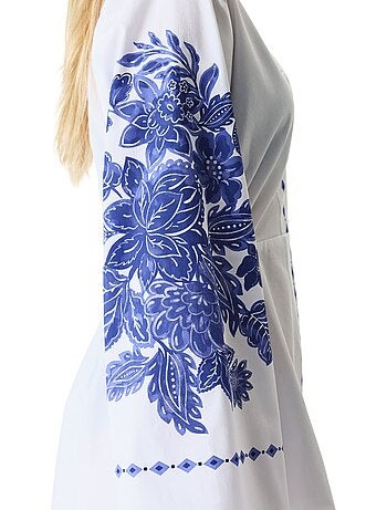 Giana caftan long à manches longues fleuri penti