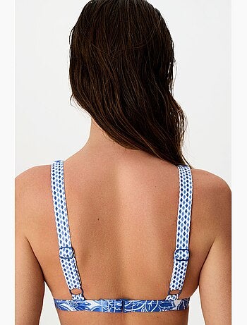 Giana haut de bikini à col v plongeant et motif floral penti