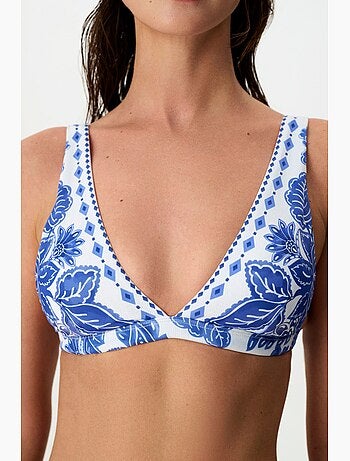 Giana haut de bikini à col v plongeant et motif floral penti
