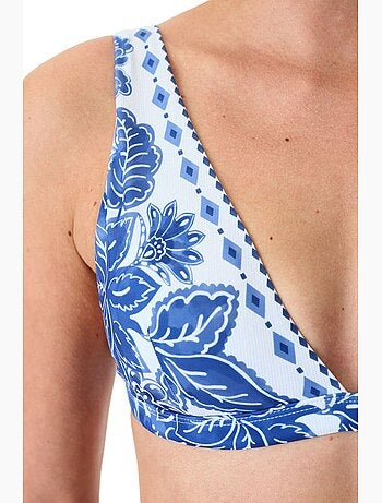Giana haut de bikini à col v plongeant et motif floral penti