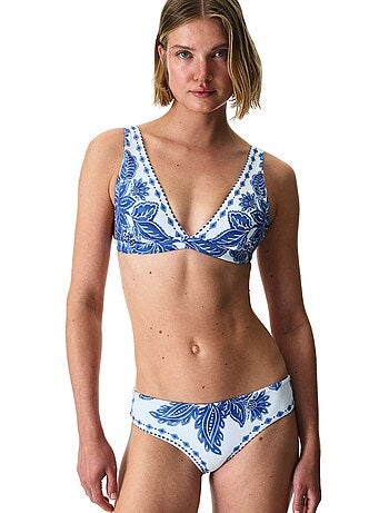 Giana haut de bikini à col v plongeant et motif floral penti