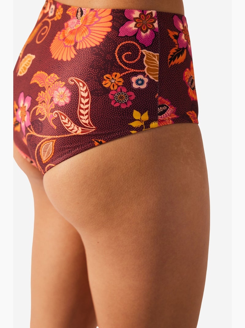 Gianna bas de bikini taille haute à motif penti Rouge bordeaux - Kiabi