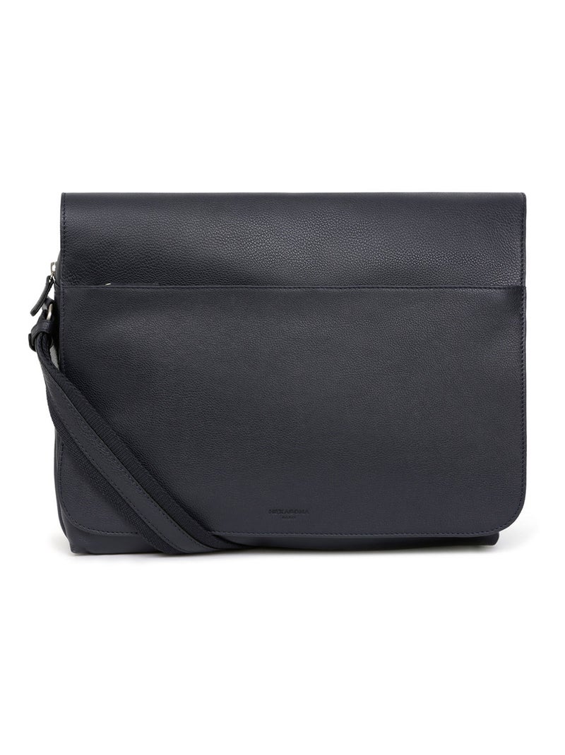 Gibecière  13" & A4  Cuir CONFORT Bleu marine - Kiabi