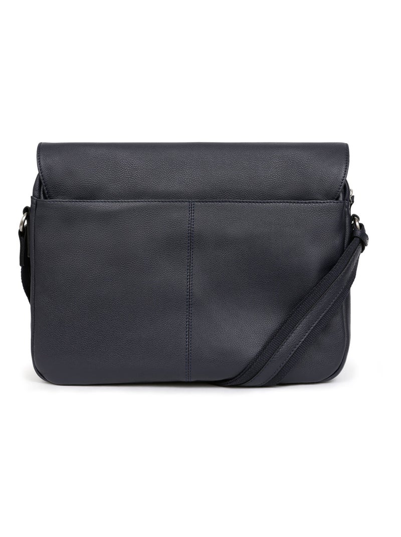 Gibecière  13" & A4  Cuir CONFORT Bleu marine - Kiabi