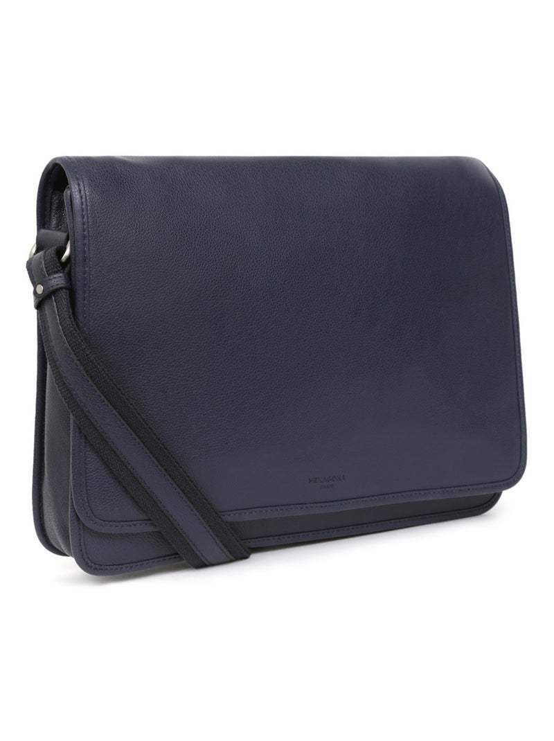 Gibecière  13" & A4  Cuir CONFORT Bleu marine - Kiabi
