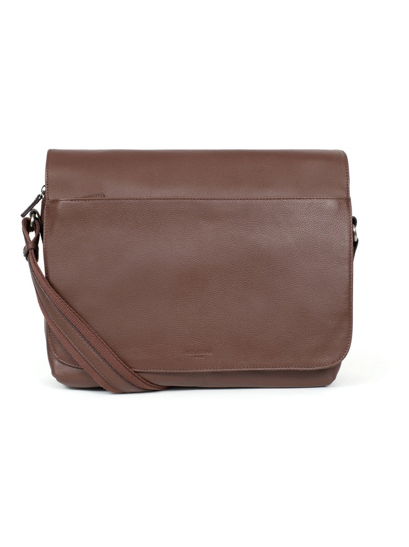 Gibecière  13" & A4  Cuir CONFORT Marron chocolat - Kiabi