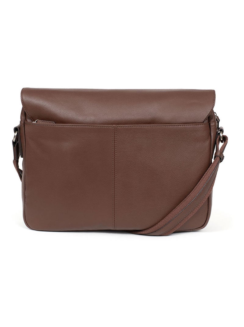 Gibecière  13" & A4  Cuir CONFORT Marron chocolat - Kiabi