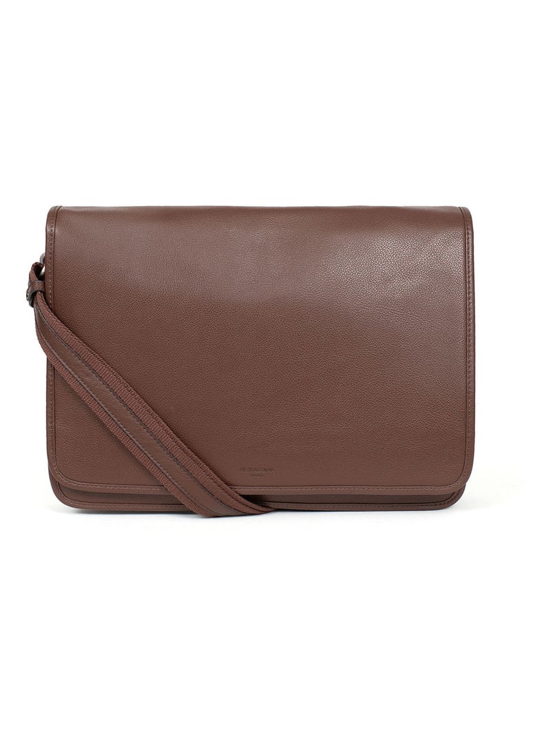 Gibecière  13" & A4  Cuir CONFORT Marron chocolat - Kiabi