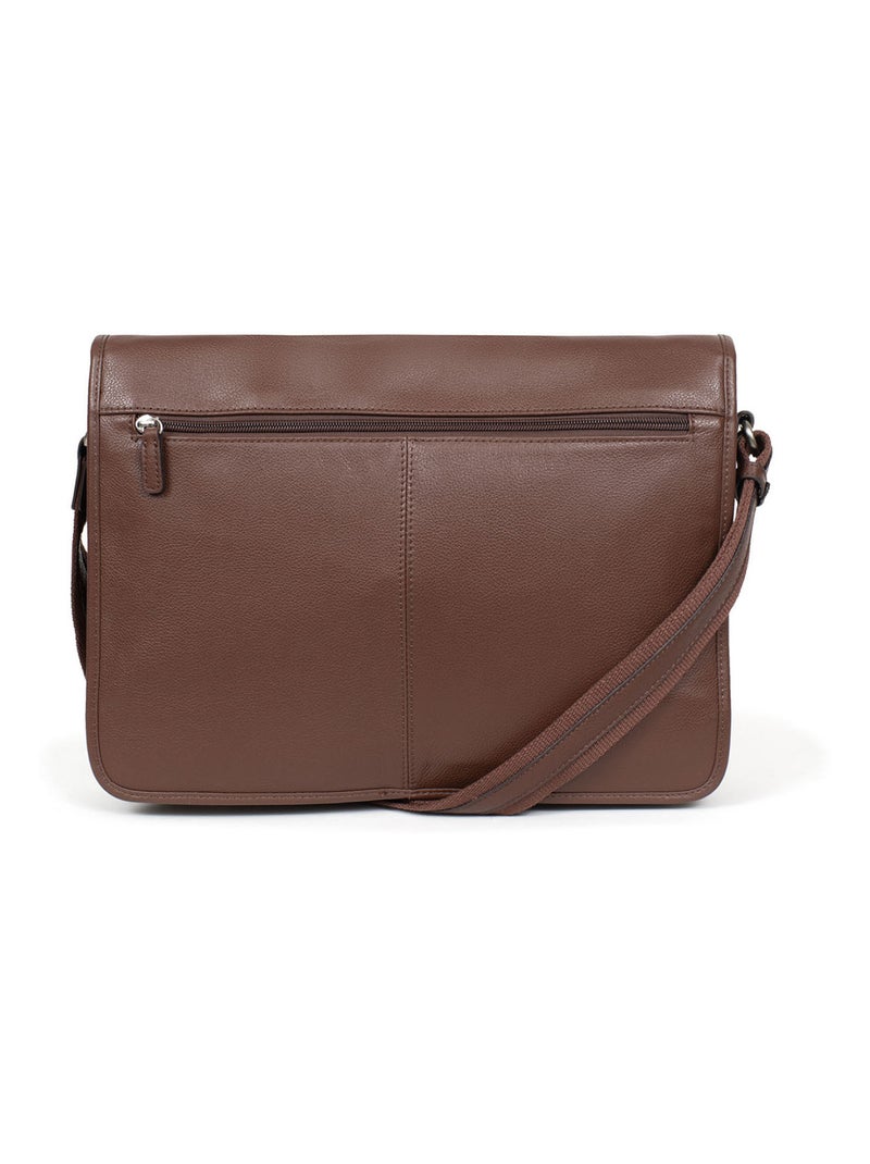 Gibecière  13" & A4  Cuir CONFORT Marron chocolat - Kiabi