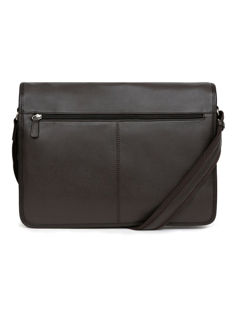 Gibecière  13" & A4  Cuir CONFORT Marron foncé - Kiabi