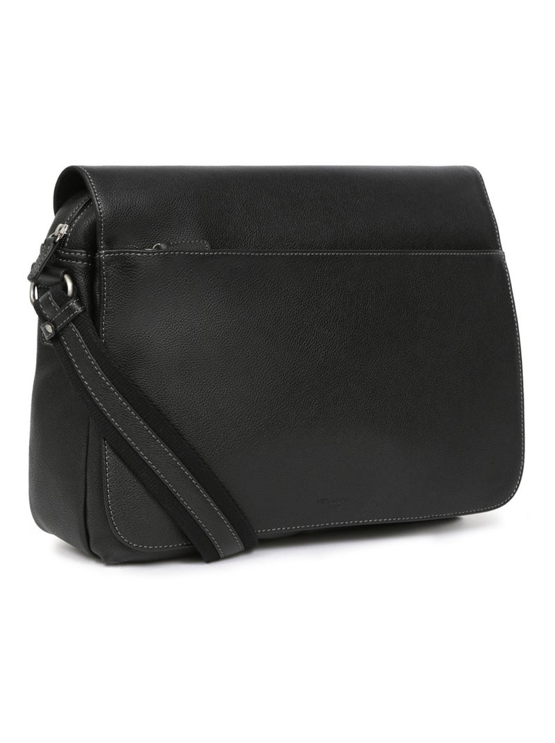 Gibecière  13" & A4  Cuir CONFORT Noir - Kiabi