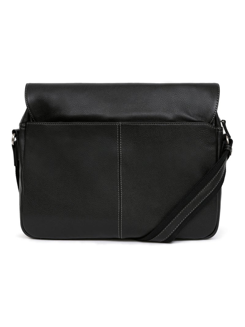 Gibecière  13" & A4  Cuir CONFORT Noir - Kiabi