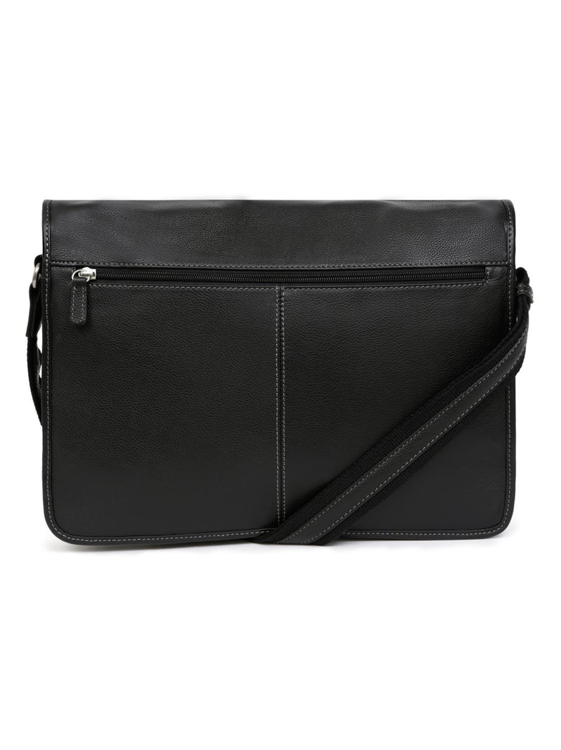Gibecière  13" & A4  Cuir CONFORT Noir - Kiabi