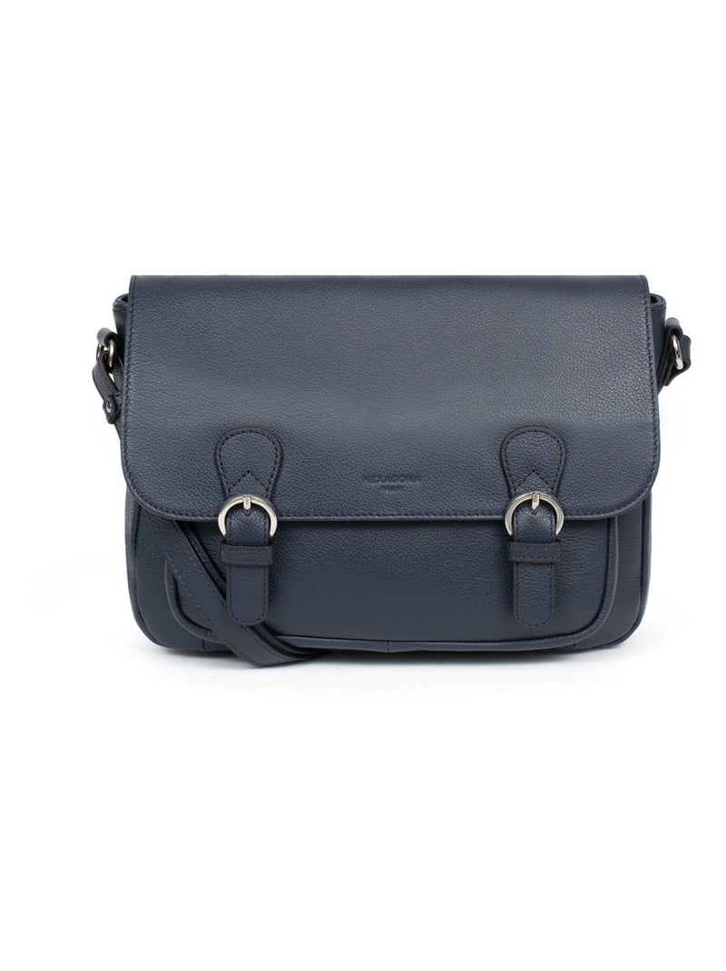 Gibecière  Cuir CONFORT Bleu marine - Kiabi