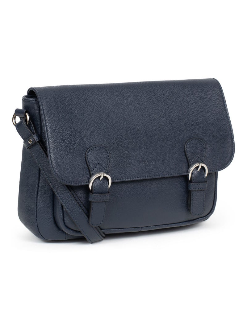 Gibecière  Cuir CONFORT Bleu marine - Kiabi