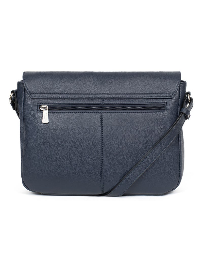 Gibecière  Cuir CONFORT Bleu marine - Kiabi