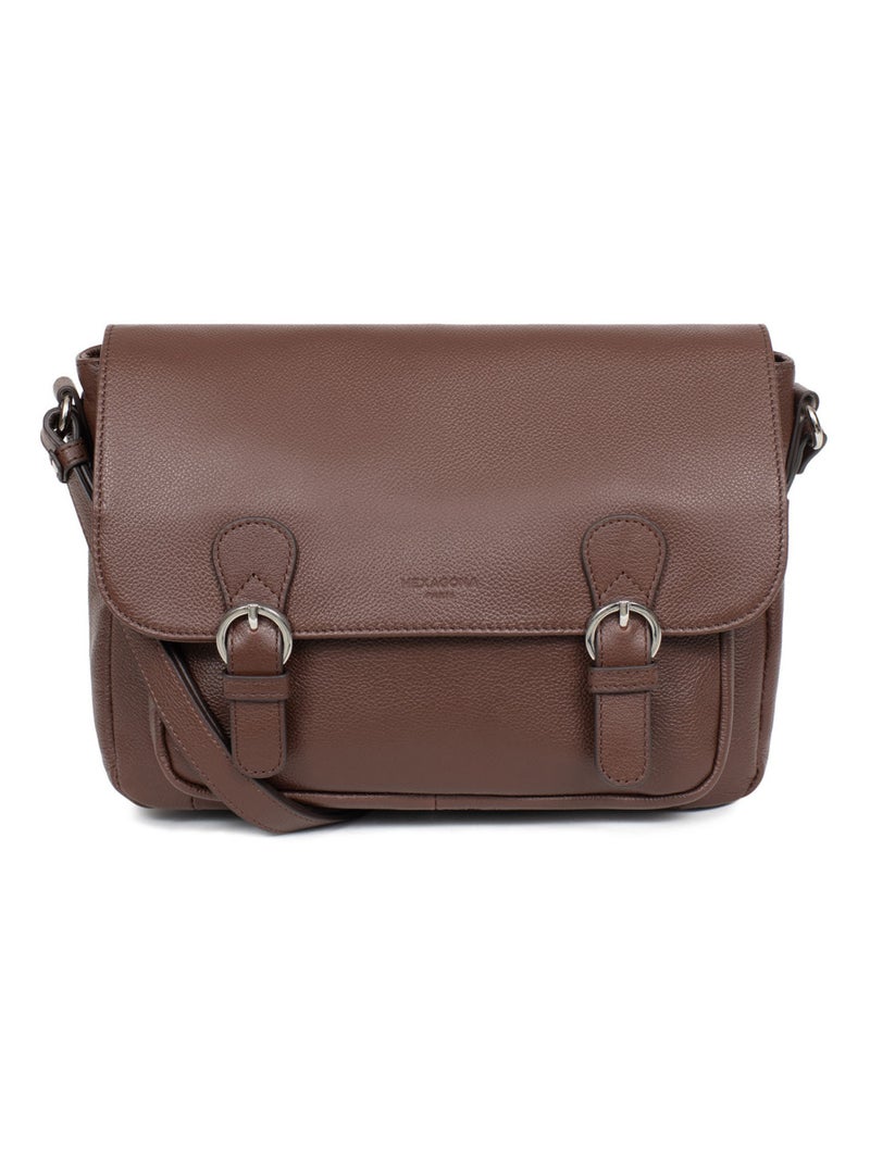 Gibecière  Cuir CONFORT Marron chocolat - Kiabi