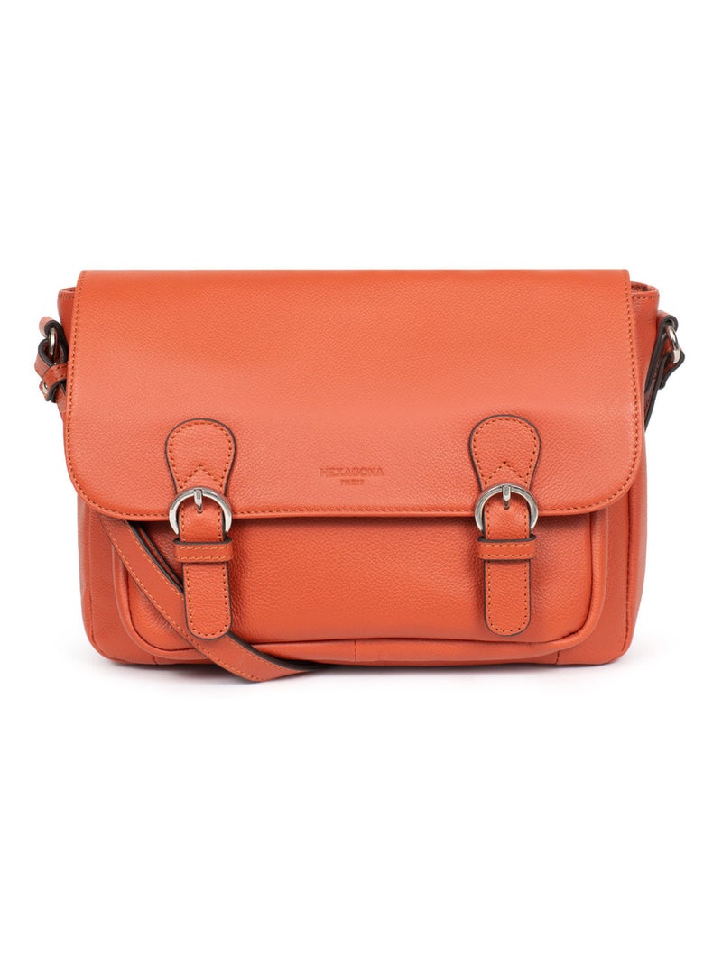 Gibecière  Cuir CONFORT Orange - Kiabi