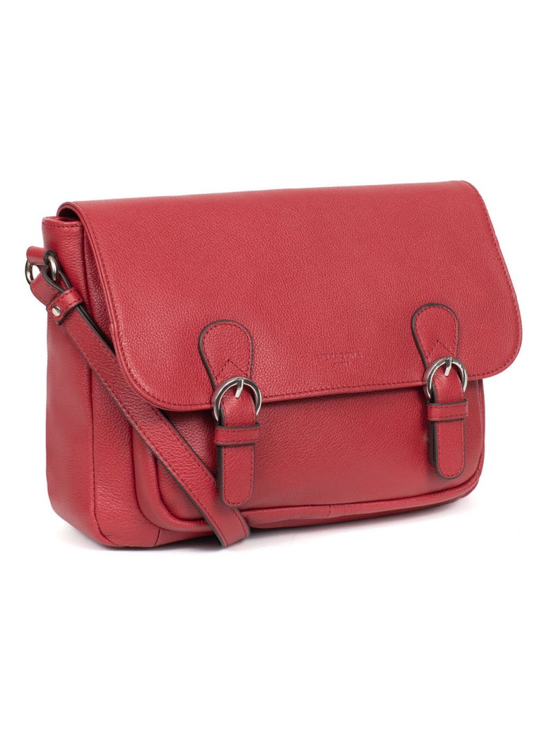 Gibecière  Cuir CONFORT Rouge foncé - Kiabi