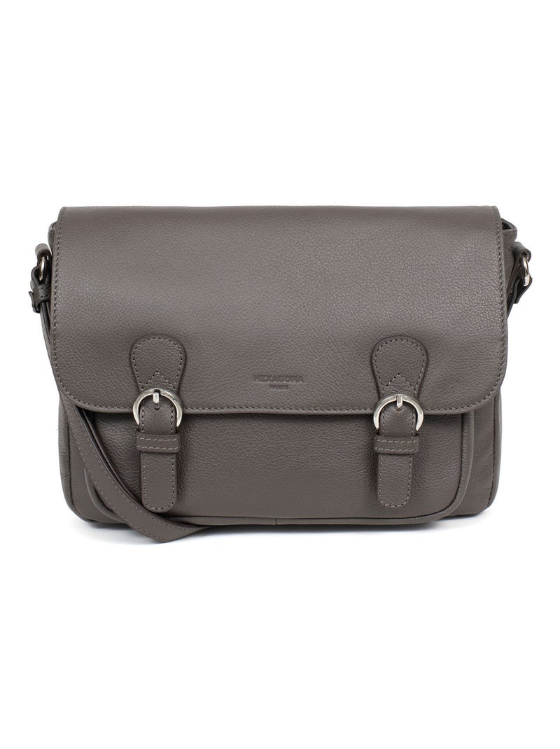 Gibecière  Cuir CONFORT Taupe - Kiabi