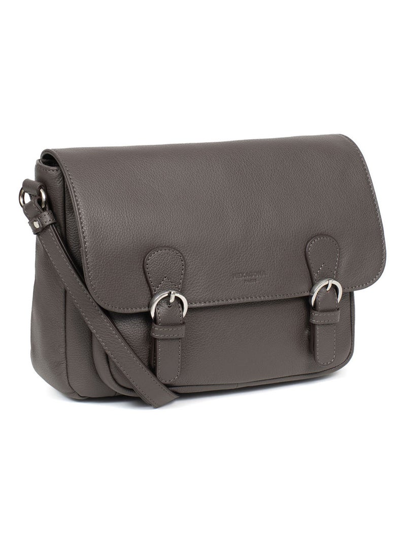 Gibecière  Cuir CONFORT Taupe - Kiabi
