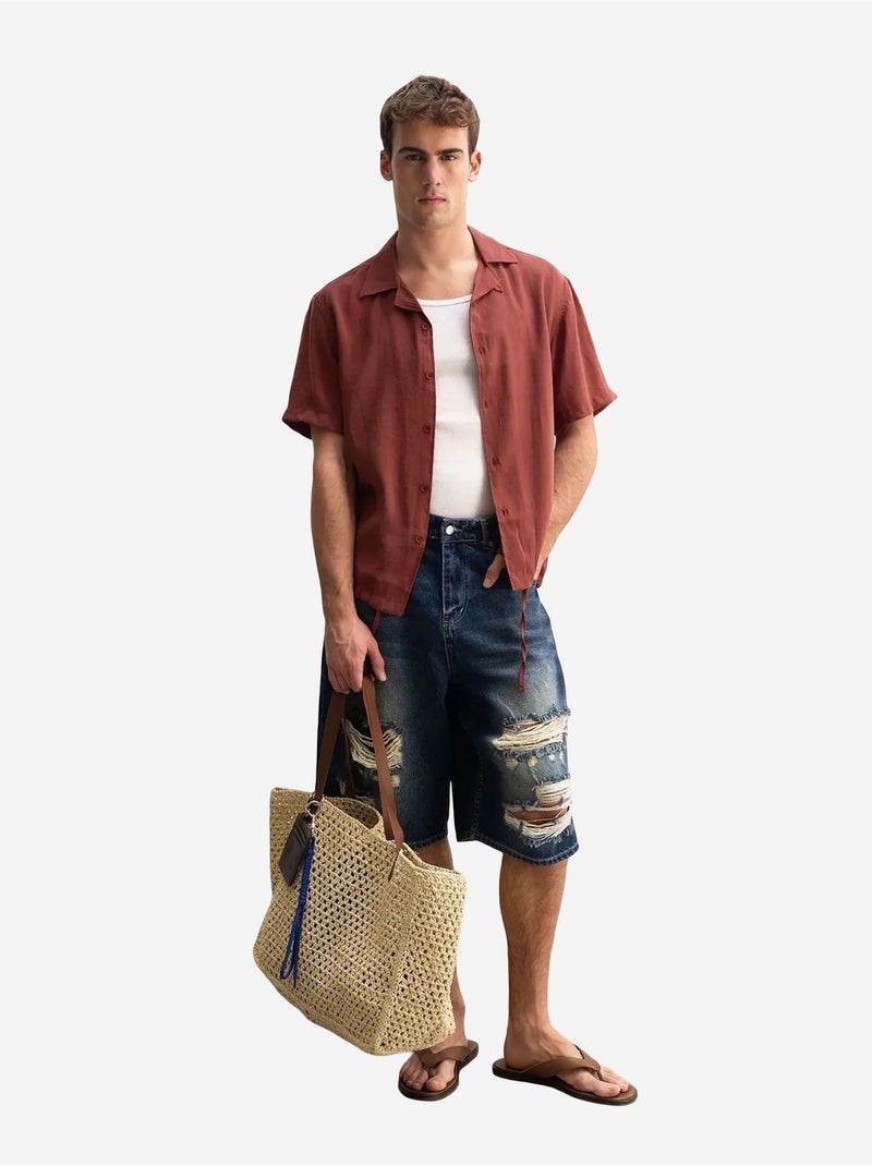 Giesto chemise à manches courtes à col ouvert pour homme Rouge foncé - Kiabi