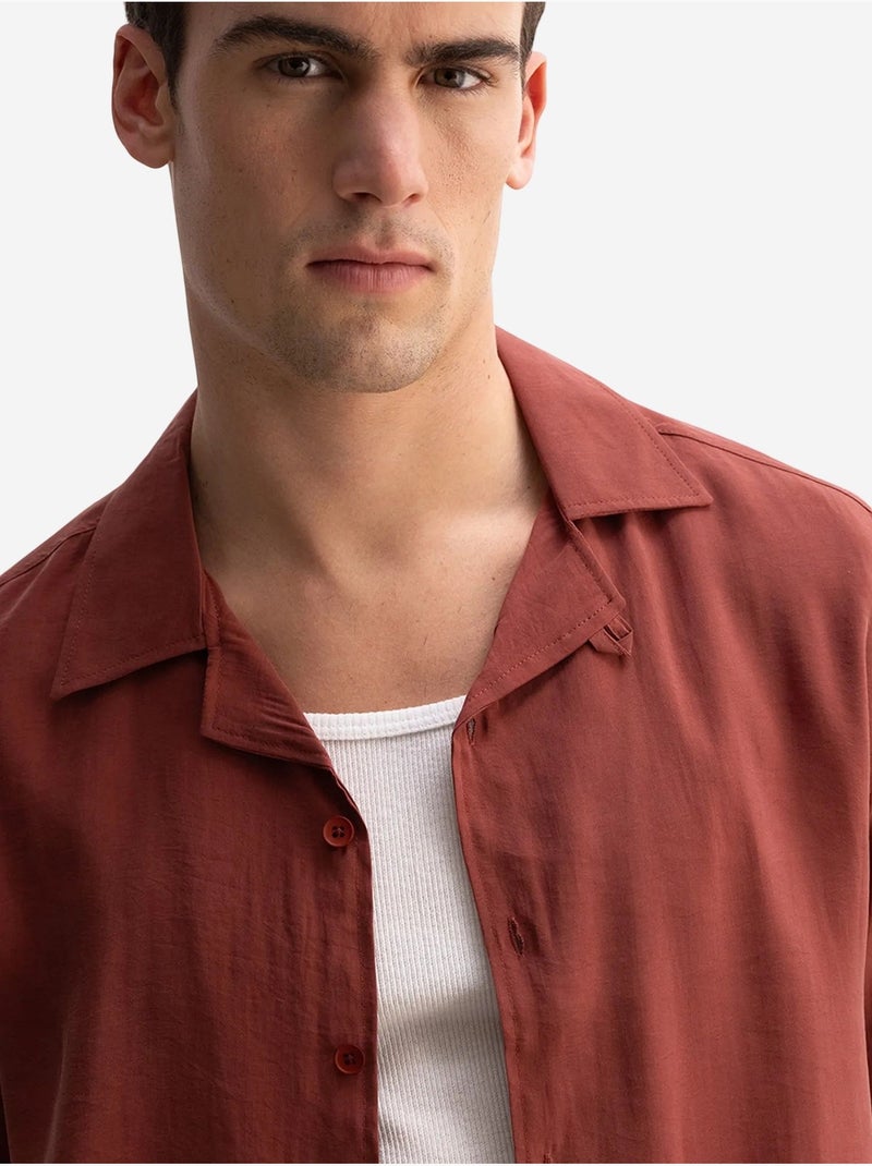 Giesto chemise à manches courtes à col ouvert pour homme Rouge foncé - Kiabi