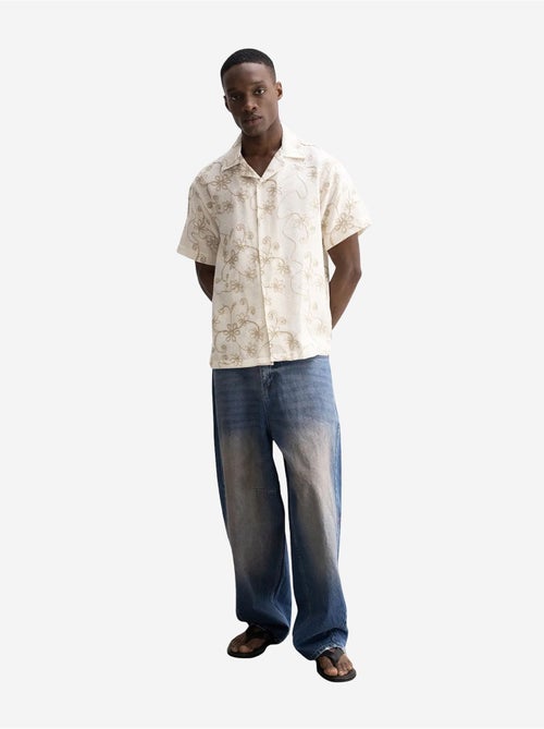 Giesto chemise à manches courtes brodée en popeline de coton - Kiabi Giesto chemise à manches courtes brodée en popeline de coton - Kiabi