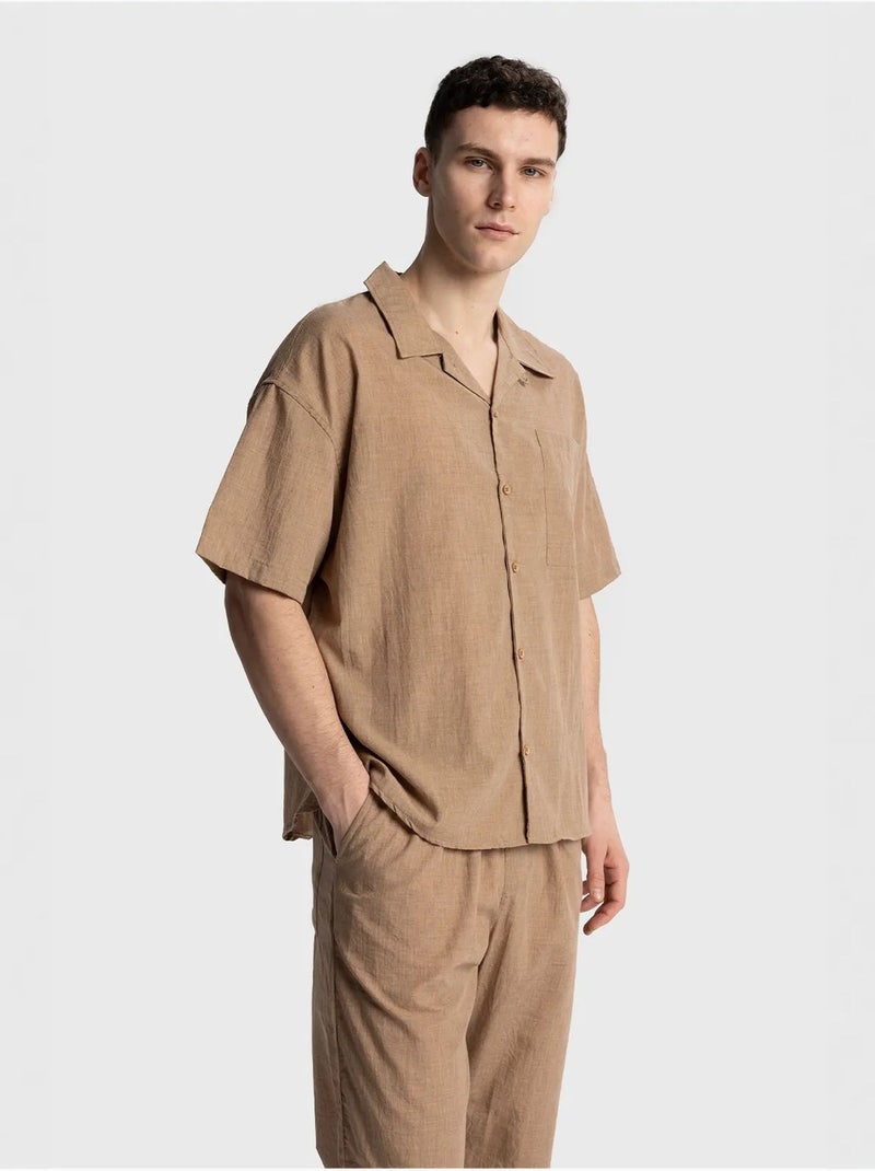 Giesto chemise à manches courtes coupe décontractée pour homme Grège - Kiabi