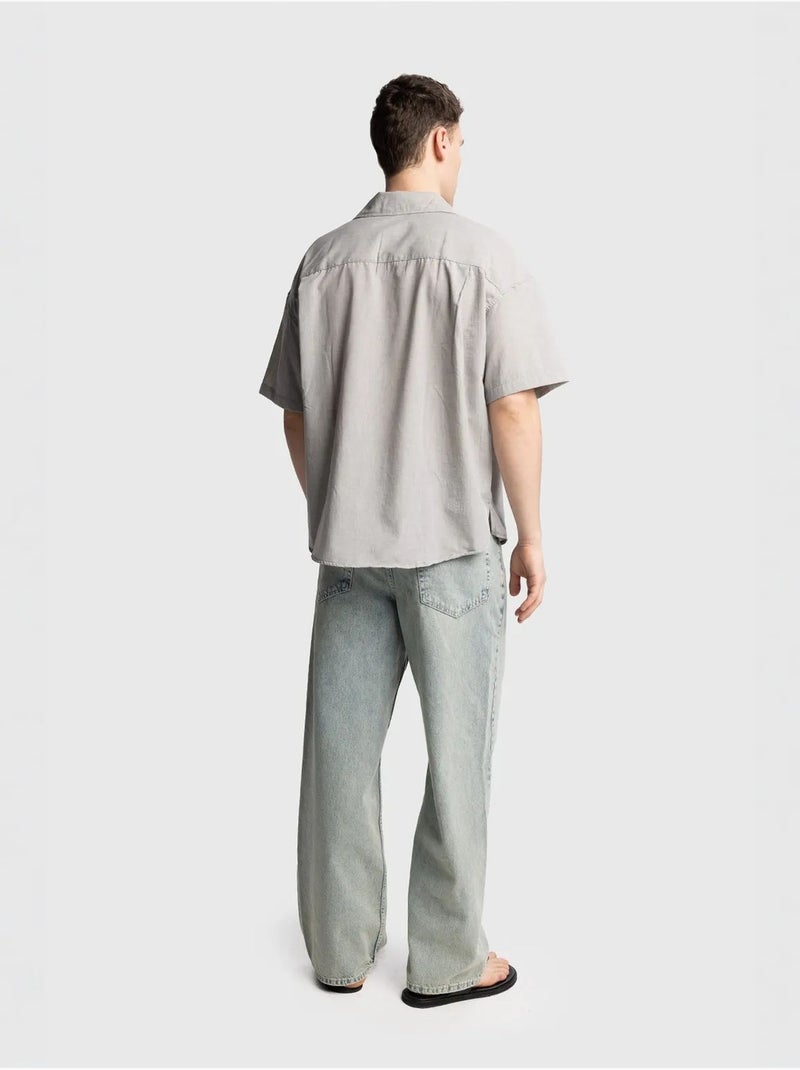 Giesto chemise à manches courtes coupe décontractée pour homme Gris clair - Kiabi