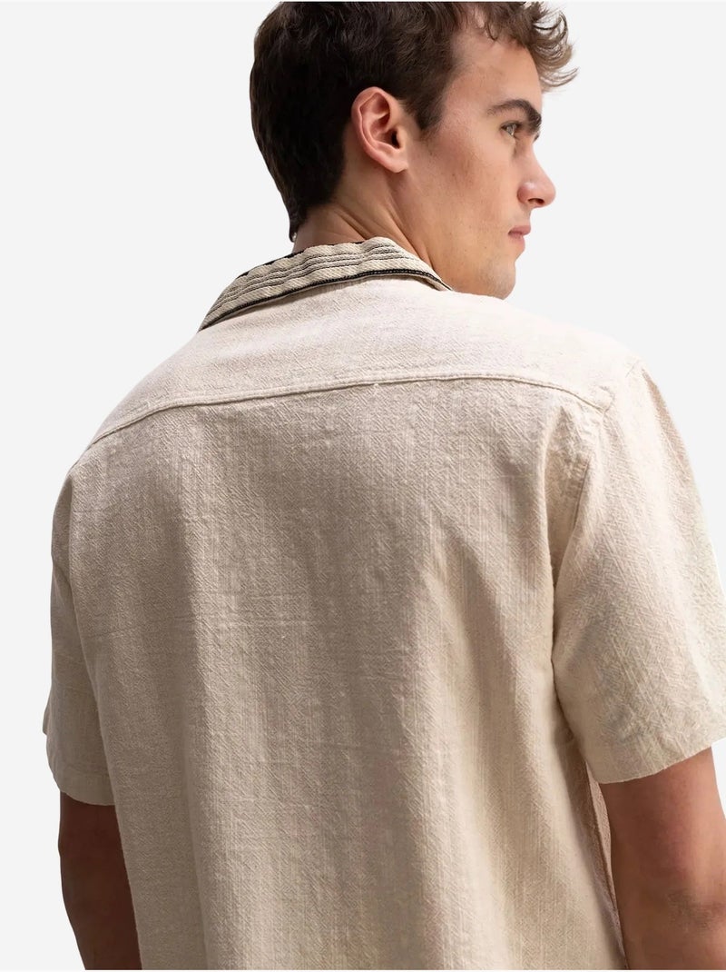 Giesto chemise à manches courtes en mélange de lin Beige naturel - Kiabi