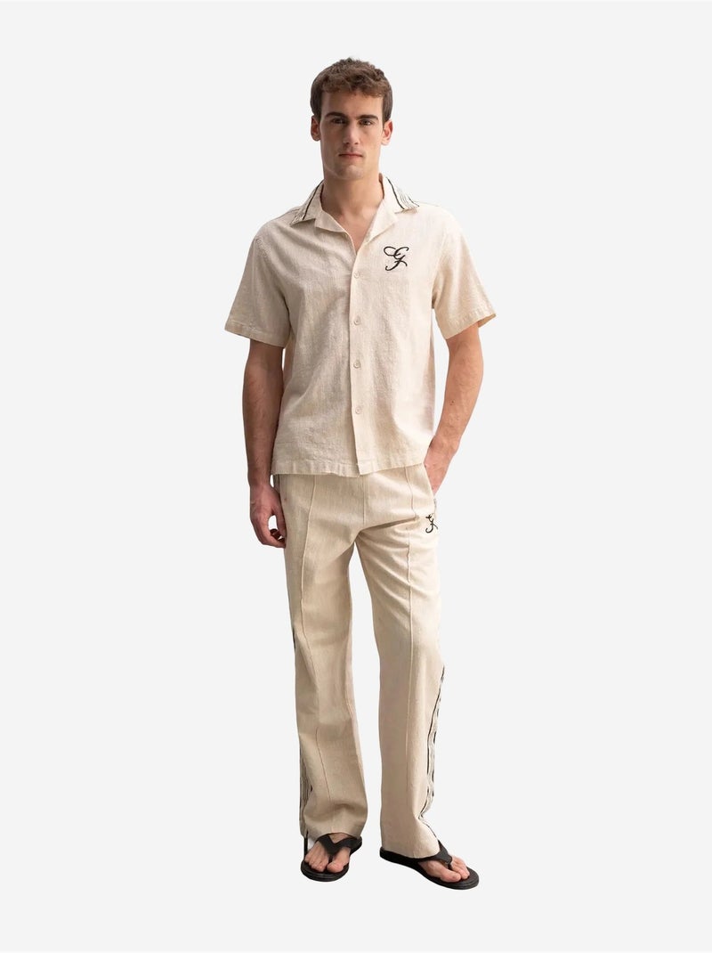 Giesto chemise à manches courtes en mélange de lin Beige naturel - Kiabi