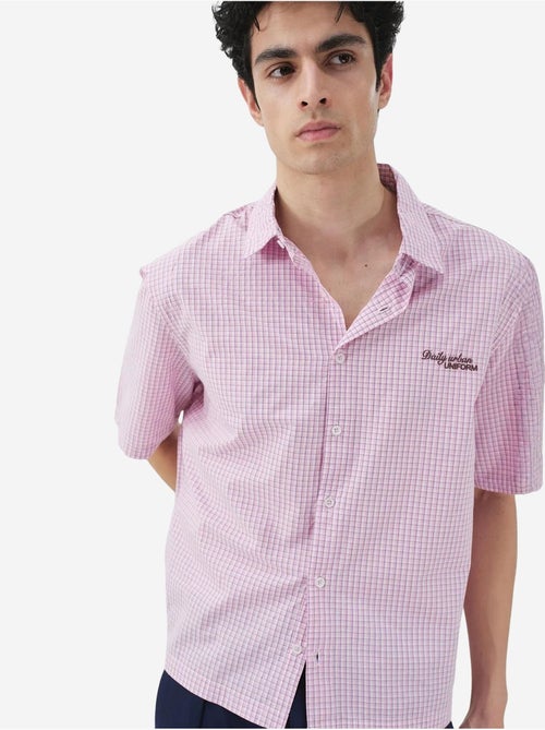 Giesto chemise à manches courtes en popeline de coton à carreaux vichy pour homme - Kiabi