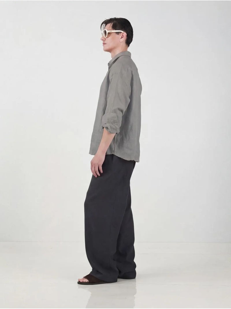 Giesto chemise à manches longues en mélange de lin oversize Gris moyen - Kiabi