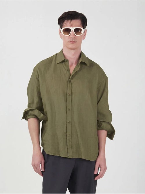 Giesto chemise boutonnée en lin oversize pour homme - Kiabi Giesto chemise boutonnée en lin oversize pour homme - Kiabi