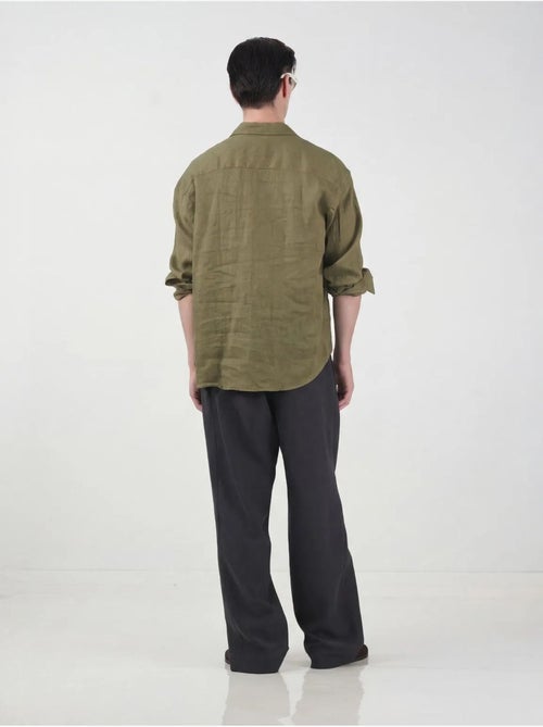 Giesto chemise boutonnée en lin oversize pour homme - Kiabi Giesto chemise boutonnée en lin oversize pour homme - Kiabi