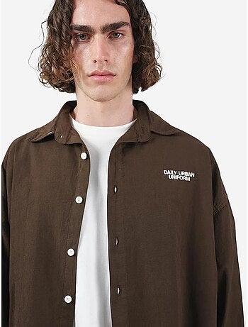 Giesto chemise courte en popeline de coton oversize pour homme