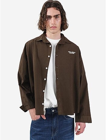 Giesto chemise courte en popeline de coton oversize pour homme