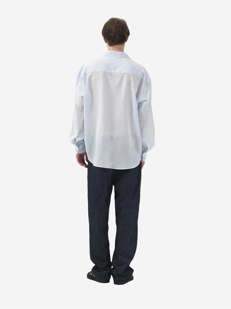 Giesto chemise décontractée à manches longues coupe ample avec détail noué Bleu pastel - Kiabi