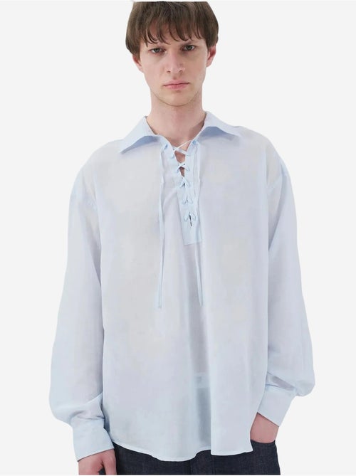 Giesto chemise décontractée à manches longues coupe ample avec détail noué - Kiabi